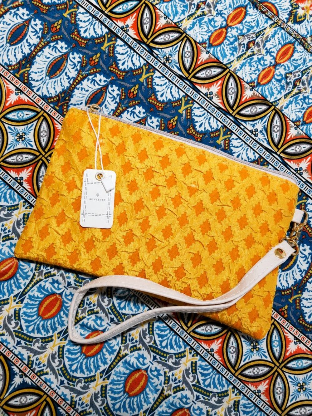 Wristlet, Pouch, Cosmetics Bag. Mustard Yellow. NWT